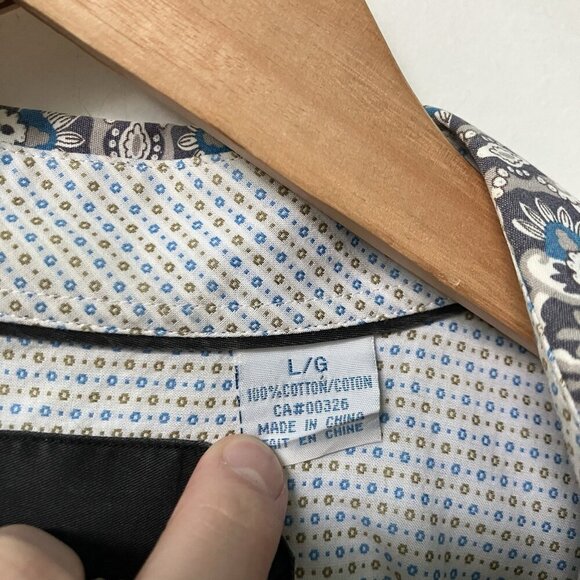 John Lennon English Laundry Shirt Mens L Button Up Blue Paisley Funky Retro - Picture 3 of 7